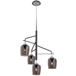 Chrome Chandelier with Metal and Smoke Glass (CH246/4)
