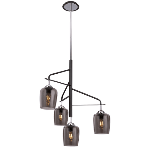 Chrome Chandelier with Metal and Smoke Glass (CH246/4)