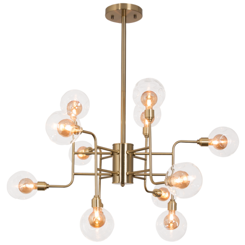 Brass Metal and Glass Chandelier (CH260/12)