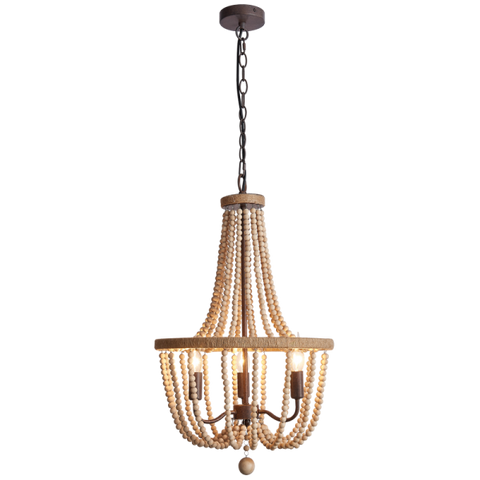 Metal and Wood Beaded Chandelier (CH894/3)