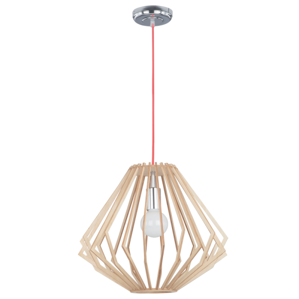 Polished Chrome Pendant with Wood (PEN444) – Stellar Lights SA