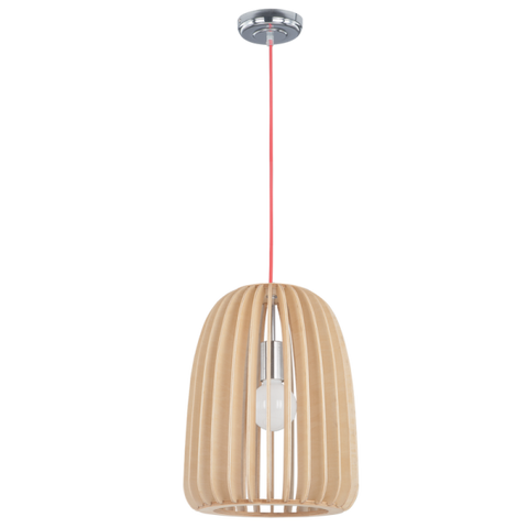 Polished Chrome Pendant with Wood (PEN445)