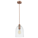Rose Gold Cord Pendant with Clear Glass (PEN534)