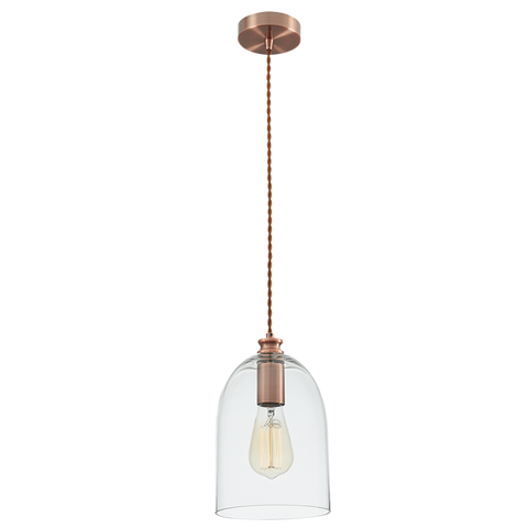 Rose Gold Cord Pendant with Clear Glass (PEN534)