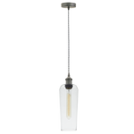 Matt Nickel Cord Pendant with Clear Glass (PEN535)