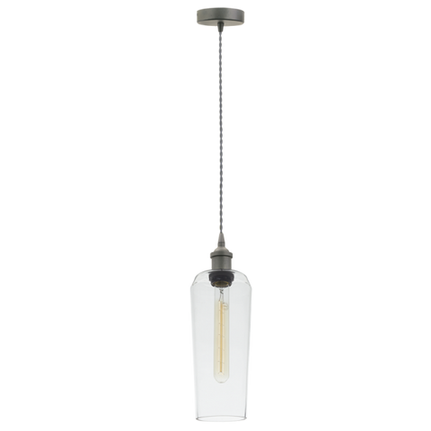 Matt Nickel Cord Pendant with Clear Glass (PEN535)