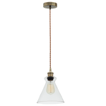 Antique Bronze Cord Pendant with Clear Glass (PEN536)