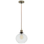 Antique Bronze Cord Pendant with Clear Glass (PEN537)
