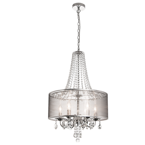 Chrome Pendant with Crystals and Silver Shade (PEN549)