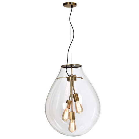 Matt Brass Pendant with Clear Glass (PEN571/3)