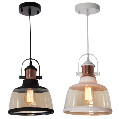 Metal Pendant with Cognac Colour Glass (PEN602)