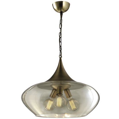 Metal Pendant with Cognac Colour Glass (PEN603)