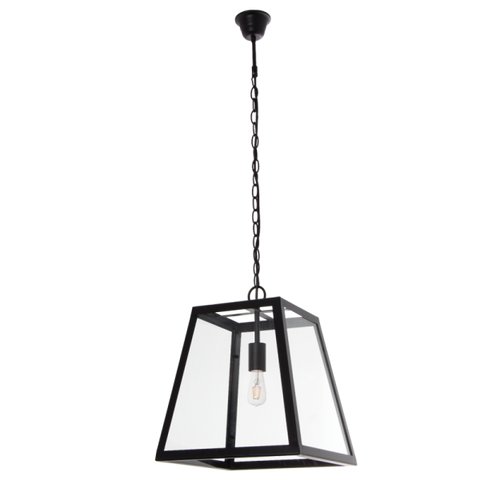 Metal Pendant with Panels of Clear Glass (PEN715)