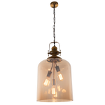 Satin Brass Pendant with Amber Glass (PEN761)